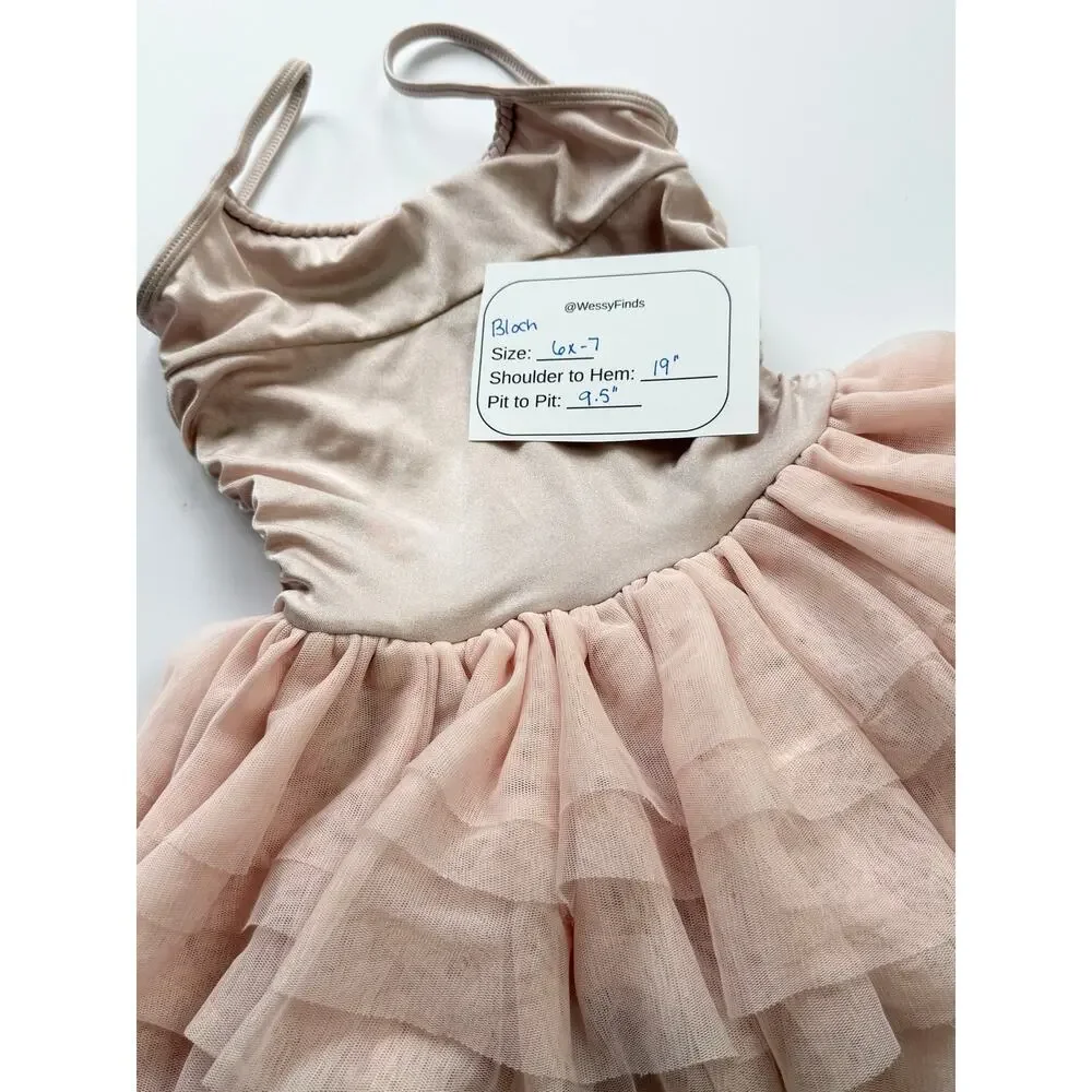 Bloch Girls Champagne Shimmer Tutu Dress Size 6X-7 Ballet